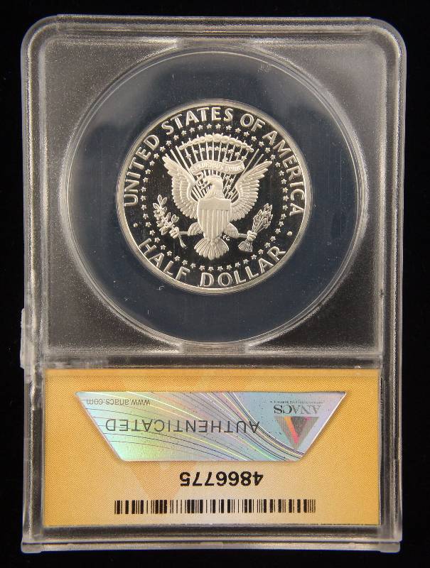 lot 34 image: 1995-S SILVER PROOF KENNEDY HALF DOLLAR PF67CAM ANACS