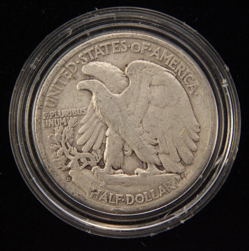 lot 38 image: 1942-D WALKING LIBERTY SILVER HALF IN AIRTITE