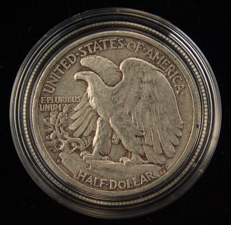 lot 43 image: 1941-S WALKING LIBERTY SILVER HALF DOLLAR IN AIRTITE