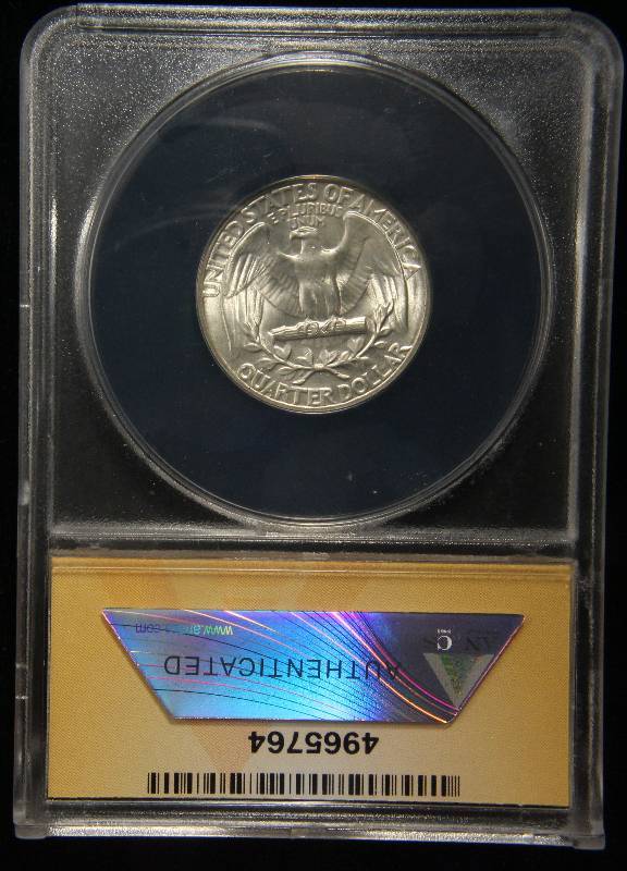 lot 67 image: 1944 WASHINGTON SILVER QUARTER MS64 ANACS