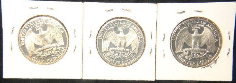 lot 68 image: 3 PROOF WASHINGTON QUARTERS 1977S, 1978S & 1986S