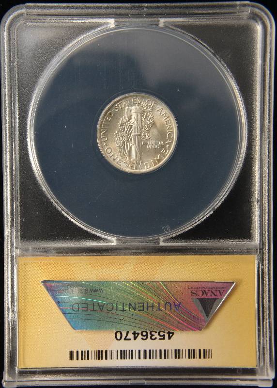 lot 84 image: 1945-S MERCURY SILVER DIME MS66 ANACS