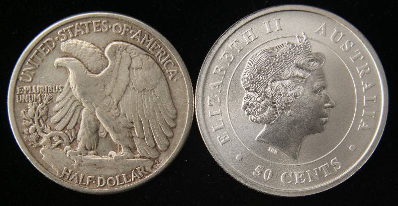 lot 95 image: 1942 WALKING LIB 50C & 2016 12 OZ .999 FINE SILVER SHARK