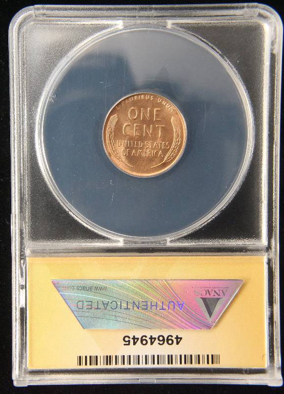lot 100 image: 1952-D US WHEAT CENT MS65 RED ANACS