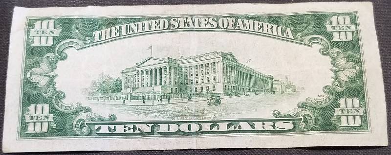 lot 46-A image: 1934-A $10 US FEDERAL RESERVE NOTE KANSAS CITY MO