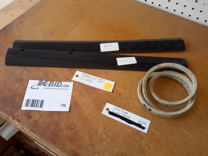 lot 76 image: 2 SNAPPER  replacement snow thrower scrapers.. Husquavarna belt