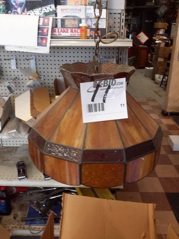 lot 11 image: Stained glass pool table lamp with REAL Glass