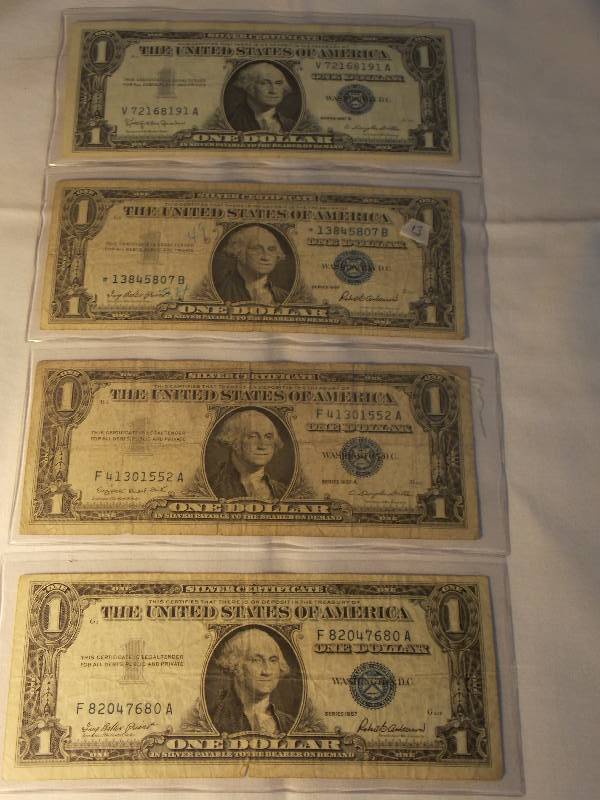 4  1957 $1.00 Silver Certificates