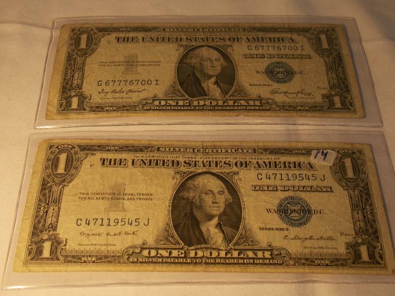 2 1935 $1.00 Silver Certificates