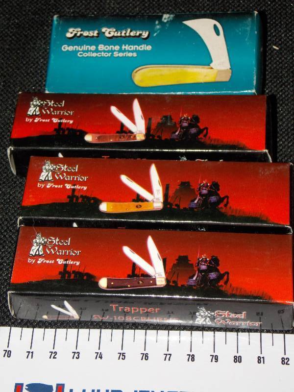 4 Various Steel Warriorby frost Cutlery Knives (see Pictures) one is a Frost Hawkeye