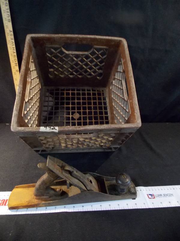 Stanley # 5 12 Plane and Swiss Valley Farms Milk Crate