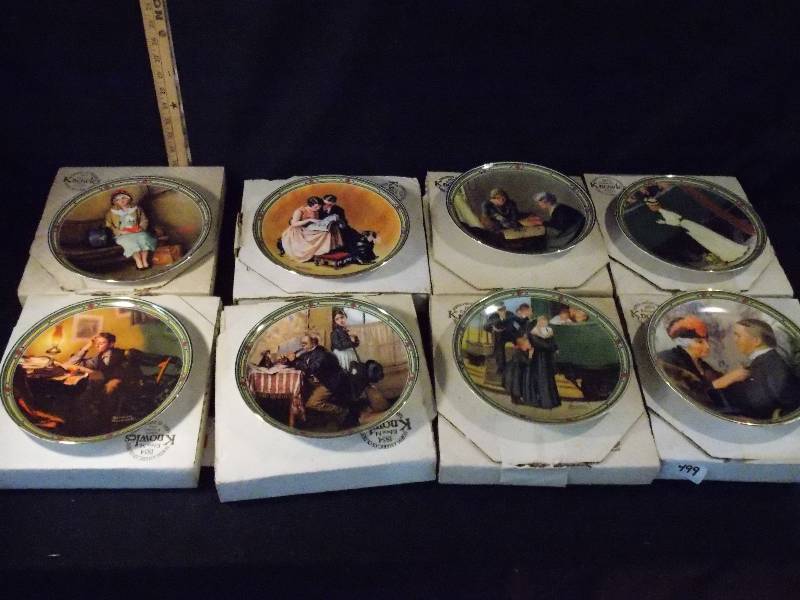 Rockwells American Dream 1-8 Series Collector Plates Certificate of Authenticity in each box