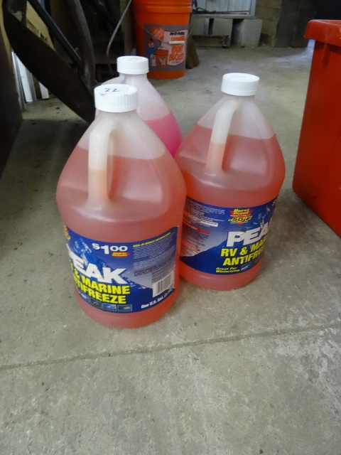 lot 22 image: 3 gals of RV anti freeze...
