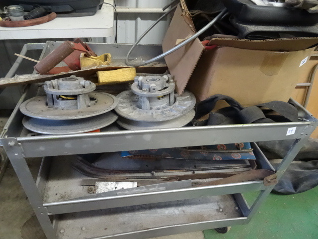 lot 58 image: Misc snowmobile parts. Cart not inc...