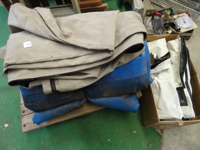 lot 61 image: Heavy duty semi load tarp. 3 misc c...