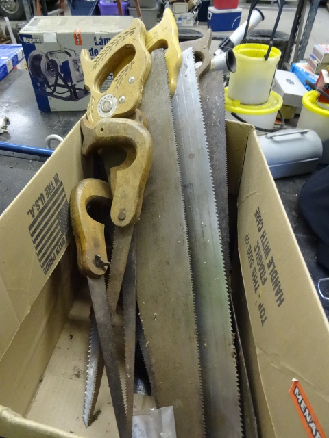 lot 63 image: Box of misc hand saws. ...