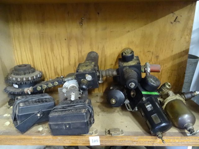 lot 100 image: Misc air regulators. Sprockets and ...