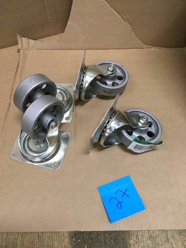 lot 27 image: Richelieu Hardware 4-132 in. Metal (Grey) Swivel Without Brake plate Caster, 247 lbs. Load Rating