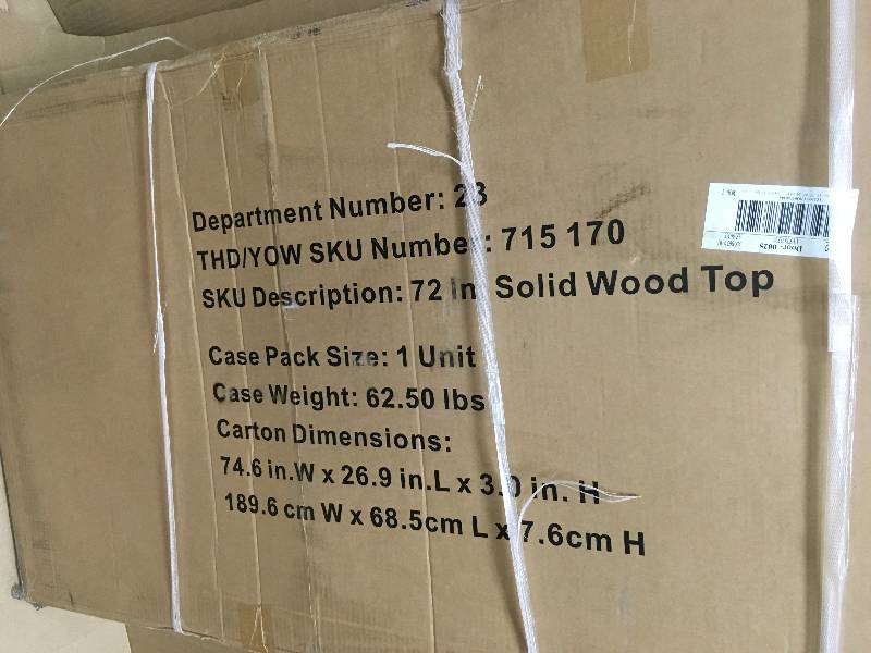 lot 33 image: Husky 72 in. Solid Wood Top for 6 ft. Solid Wood Top Workbench not used