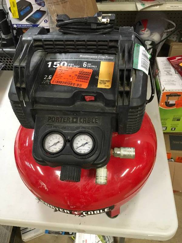 lot 37 image: Porter Cable 6 Gallon Pancake Air Compressor in working conditions