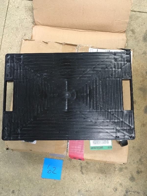 lot 62 image: Devault Enterprises 16 in. x 11 in. Multi-Purpose Black Garage Dolly not used