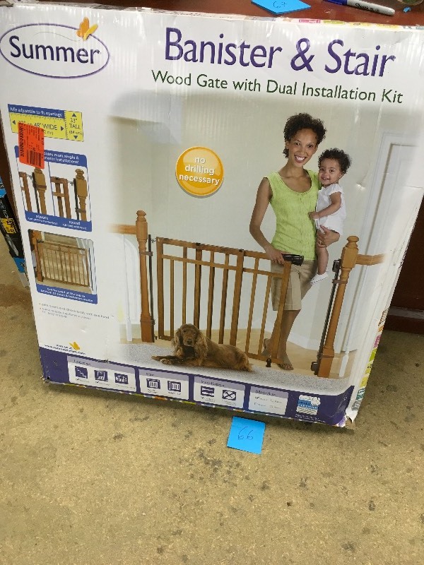 lot 66 image: Summer Banister and Stair Wood Gate with Dual Installation Kit