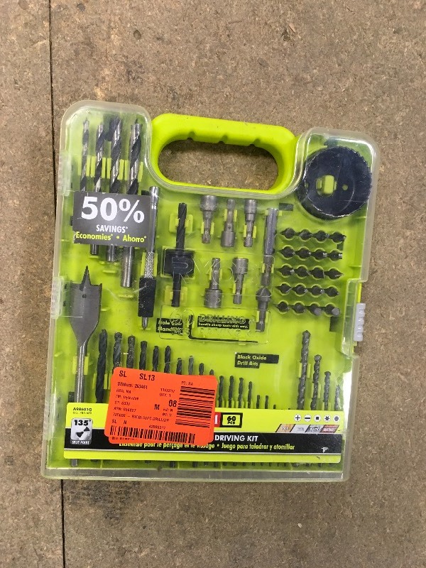 lot 74 image: Ryobi Drills Drill and Drive Kit (60-Piece)