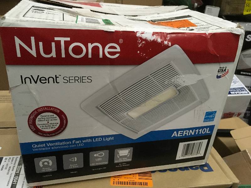 lot 19 image: NuTone InVent Series 110 CFM Ceiling Exhaust Bath Fan with Light, Energy Star open  box never used open  box never used