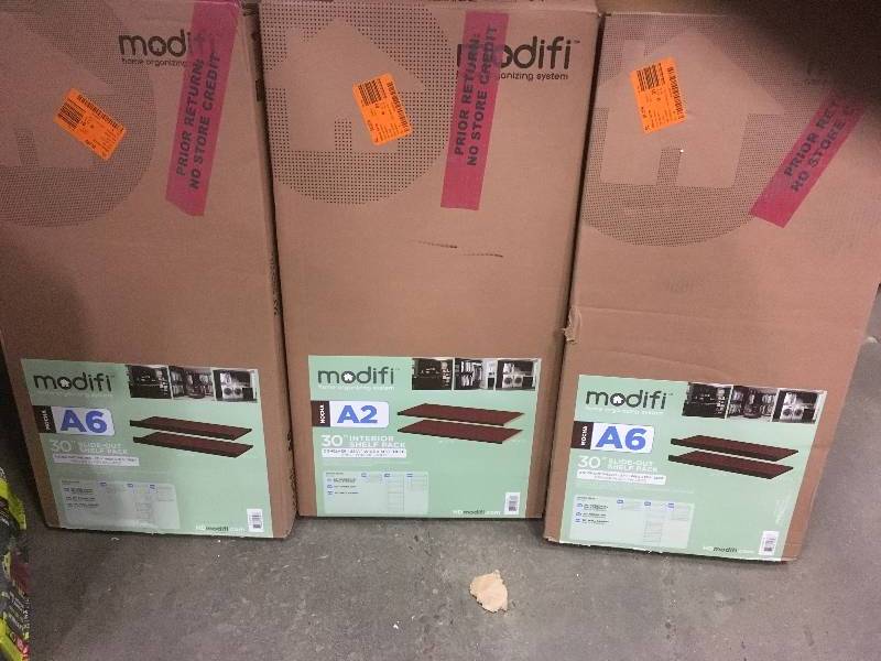 lot 45 image: Modifi Home Organizing System Mocha A2 30 Interior Shelf Pack _ Lot of 3 New