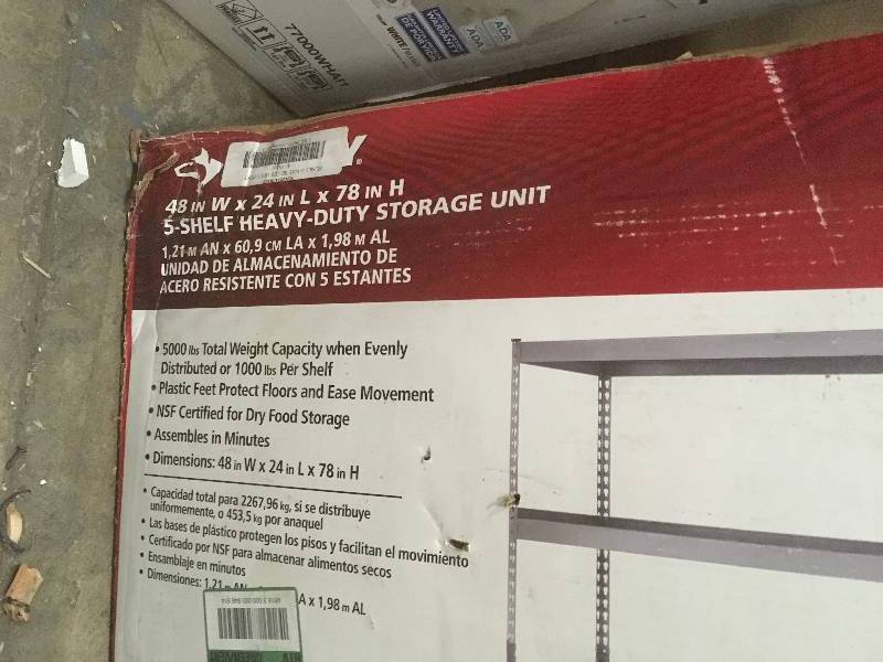 lot 49 image: Husky 5-Shelf Heavy-Duty Storage Unit open box never used