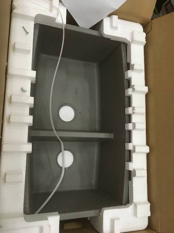 lot 56 image: Blanco Performa Undermount Metallic Grey Granite Kitchen Sink open  box never used