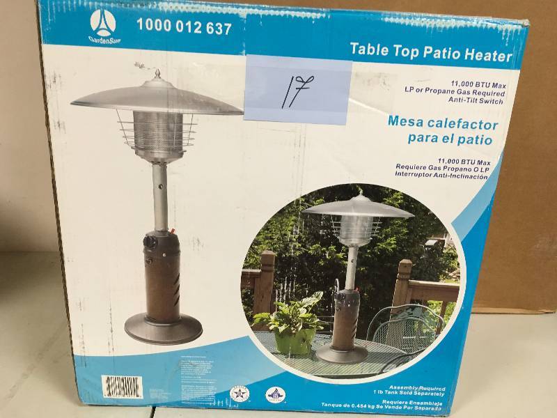 Gardensun 11,000 BTU Power Coated Bronze Tabletop Propane Patio Heater open box never used