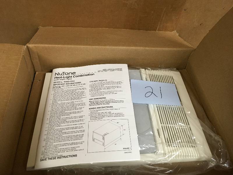 Broan NuTone 9960 Bathroom HeatLightNight-Light with Switch open box never used