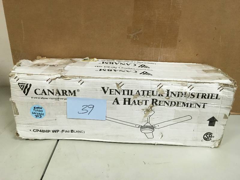 Canarm 48 Commercial Ceiling Fan, White, Variable Speed open box never used