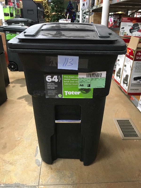 Toter 64 Gal. Green Trash Can with Wheels and Attached Lid
