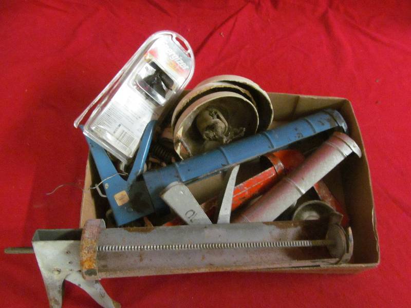 lot 184 image: vintage light fixtures, chalking guns