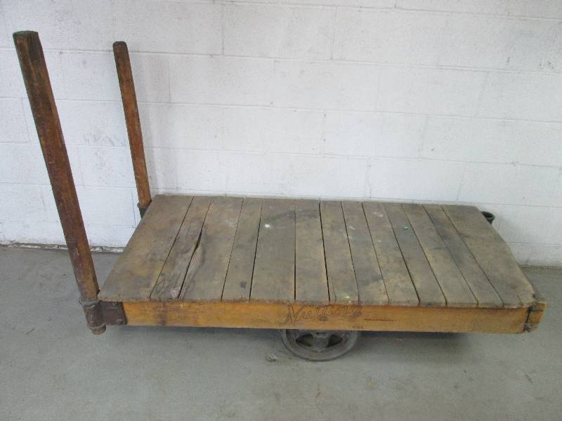 lot 29 image: Wood Warehouse Box Cart