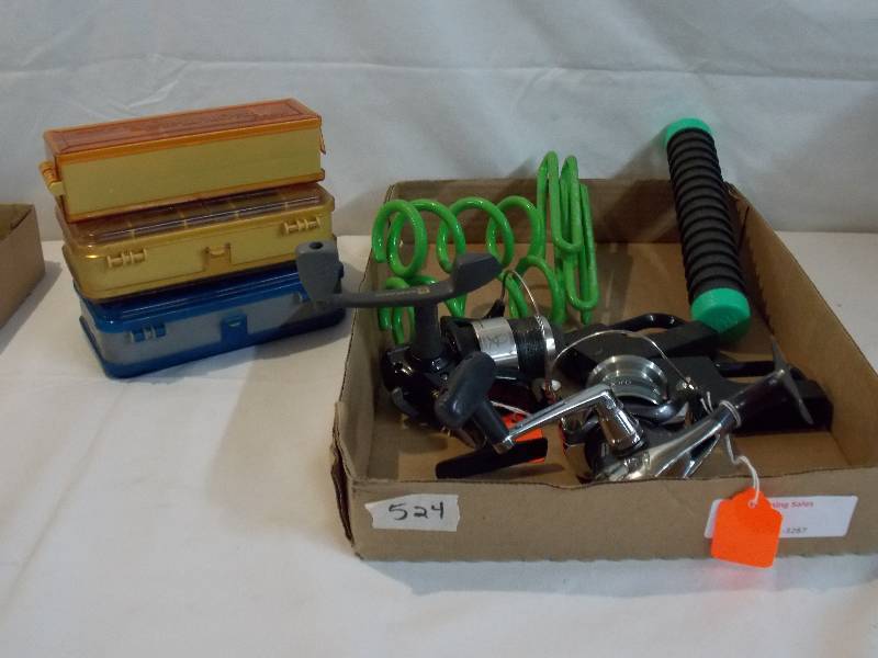 lot 45 image: Various Fishing Tackle and Supplies Scales, Reels, Rod holders,