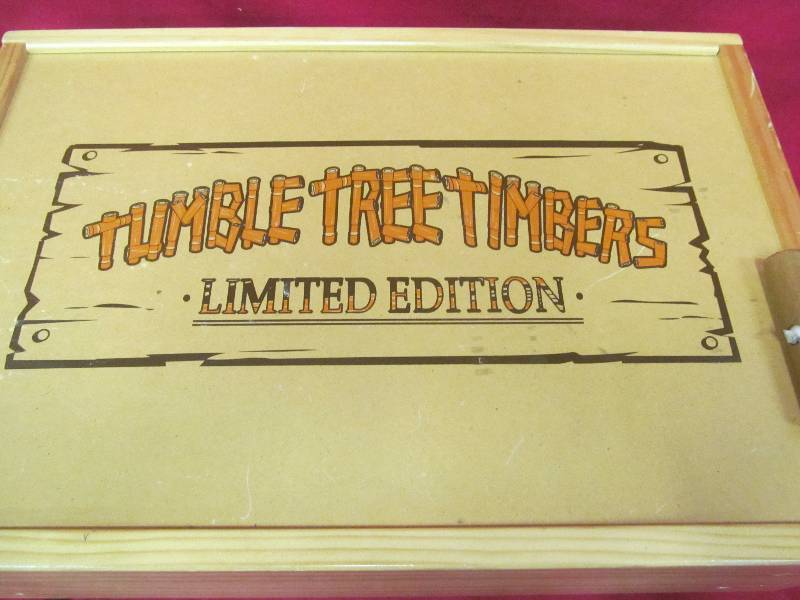 lot 13 image: vintage Lincoln logs, in original pull wagon