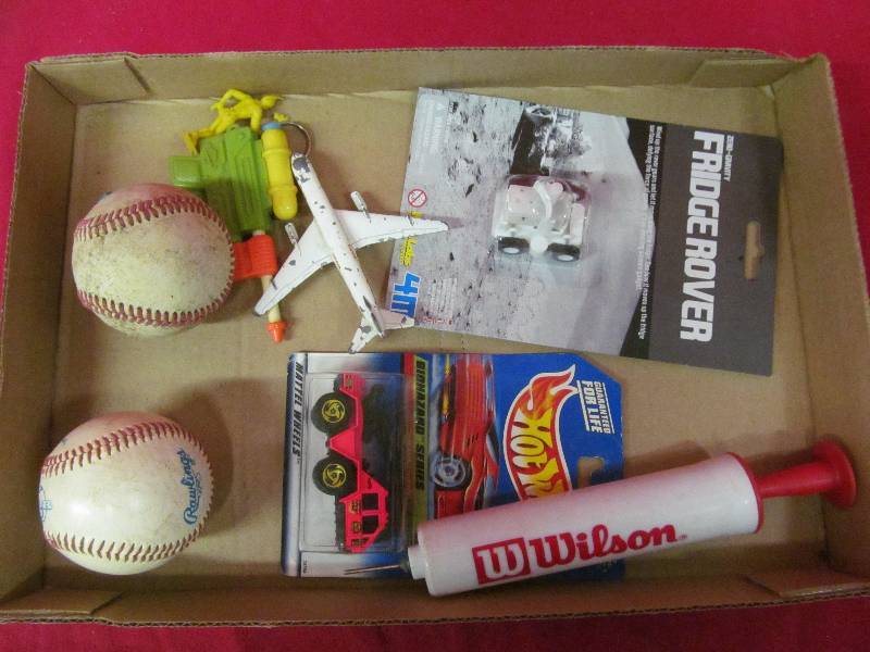 lot 79 image: vintage baseballs, hot wheel ,toys