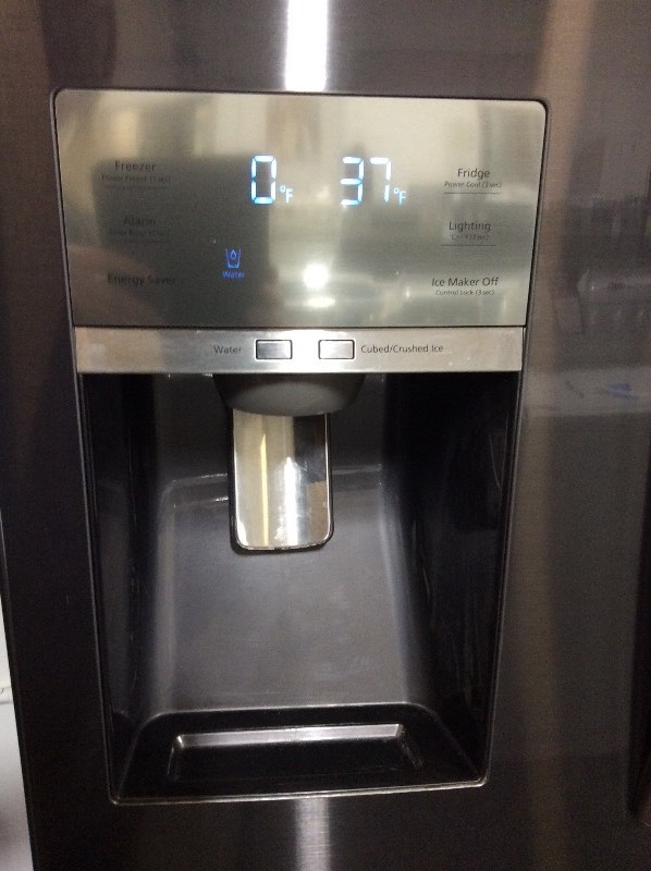 lot 10A image: Samsung Black Stainless 4 Door Fridge