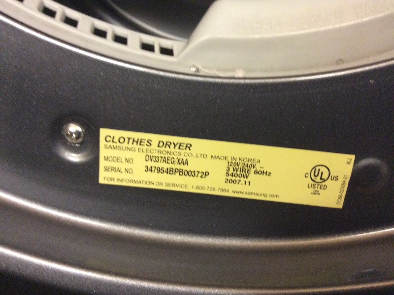 lot 22A image: Samsung Gray Front Load Electric Dryer