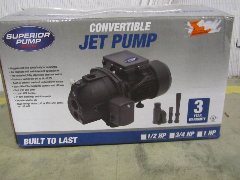 lot 7 image: Superior Pump 34 HP Convertible Jet Pump