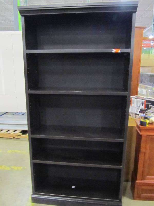 lot 29 image: Sauder Bookcase Library, Estate Black Finish