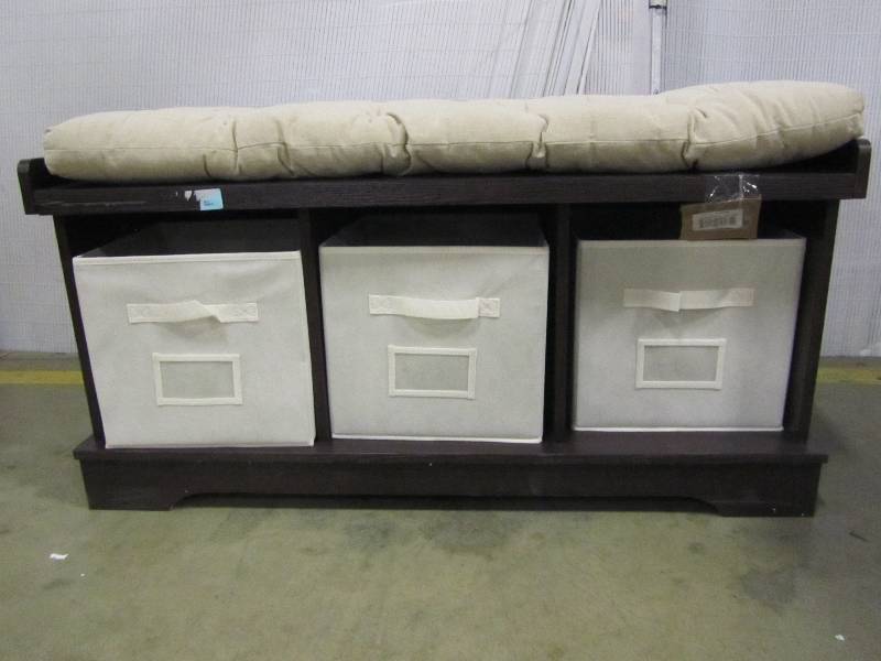 lot 34 image: Walker Edison Furniture Company Espresso Storage Bench