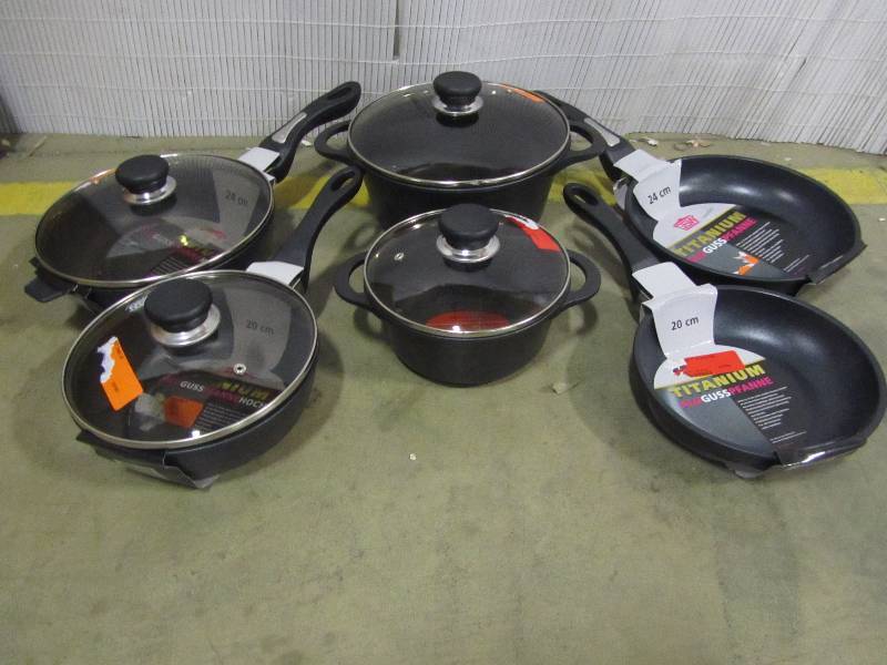 lot 60 image: 10 pot w lid 10 deep frying pan wlid 10 frying pan 7 pot wlid 8 deep frying pan wlid 8frying pan.