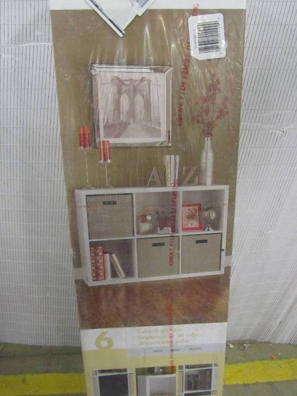 lot 66 image: ClosetMaid 30 in. W x 44 in. H Decorative White 6-Cube Organizer