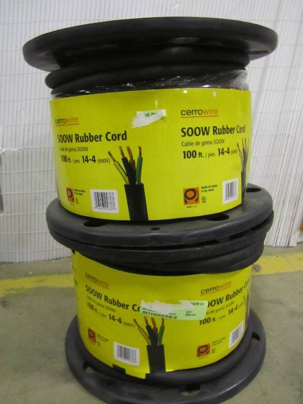 lot 85 image: Cerrowire 100 ft. 144 600-Volt Black SOOW Cord (x2)