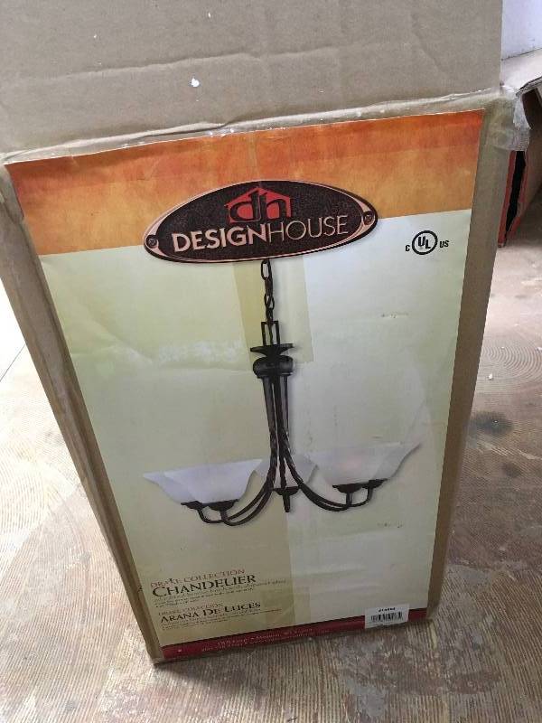 Design House Drake 5 Light Chandelier, Bronze, 4-6, 1 Tier, UL Listed, cUL Listed, Tital 24 Lighting open box never used