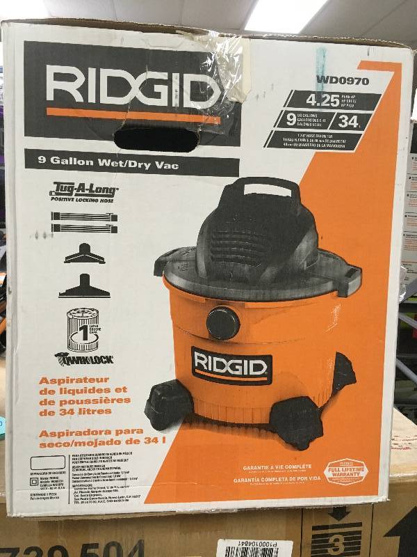 Ridgid 9 Gallon WetDry Vac in working conditions